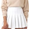 Saonta  Womens Girl High Waisted Pleated Tennis Skirt School A-Line Skater Skirts with Lining Shorts