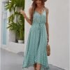 Saonta  Women's 2024 Summer Casual Boho Sundress Polka Dot Spaghetti Strap V Neck Flowy Midi Dresses