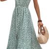 Saonta  Women's 2024 Summer Casual Boho Sundress Polka Dot Spaghetti Strap V Neck Flowy Midi Dresses
