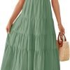 Saonta Women's 2024 Summer Sleeveless Dress Casual Backless Loose Flowy Tiered Sundress Beach Cover up Tank Dresses