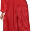 Saonta  Womens V Neck Flowy Ruffle Pleated Casual Fall Dress
