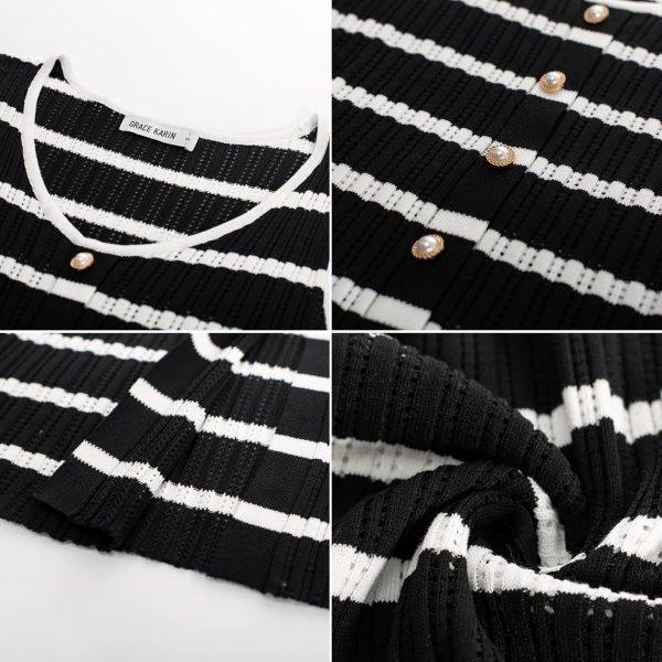 Saonta  Womens 2024 Summer Striped Dress Sleeveless Knitted Midi Bodycon Dresses Tank Ribbed Sweater Beach Dress