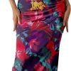 Saonta  Women's Summer Maxi Bodycon Dresses Strapless Tube Top Printed Long Party Club Slit Dress
