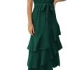Saonta Womens Summer Floral One Shoulder Tiered Ruffle Flowy Midi Beach Boho Dress