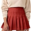 Saonta  Womens Girl High Waisted Pleated Tennis Skirt School A-Line Skater Skirts with Lining Shorts