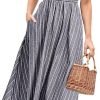 Saonta  Women's Striped Linen Midi Dress Elegant Square Neck Ruffle Cap Sleeves Maternity Dress 2024 Summer Beach Dress