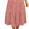 Saonta  Women's Boho Leopard Print Skirt Pleated A-Line Swing Midi Skirts