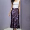 Womens Leopard Print Skirt Midi Long Length Silk Satin High Waist Elastic Skirts