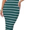 Saonta Women's Summer Bodycon Midi Dress 2024 Striped Short Sleeve Ribbed Knit Slim Fit Side Slit T Shirt Dresses