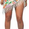 Saonta  Women's Floral Tie Side Wrap Tassel Mini Skirt Cover Up Beach Skirt