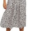 Saonta  Women's Boho Leopard Print Skirt Pleated A-Line Swing Midi Skirts