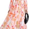 Saonta  Women's 2024 Fall Boho Maxi Dress Casual Long Sleeve V Neck Printed Beach Long Flowy Dresses