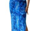 Saonta  Women's Summer Maxi Bodycon Dresses Strapless Tube Top Printed Long Party Club Slit Dress