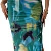 Saonta  Women's Summer Maxi Bodycon Dresses Strapless Tube Top Printed Long Party Club Slit Dress