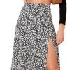 Saonta  Women's Sexy Boho Floral Split Thigh High Waist Swing Midi Skirt