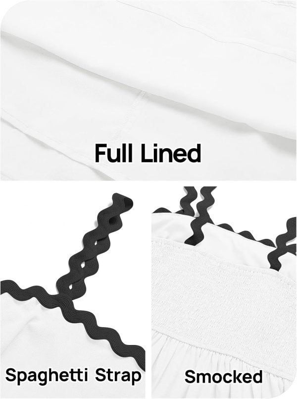 Saonta  Women's Summer Spaghetti Strap Sleeveless Backless Smocked Flowy A-Line Beach Mini Dress