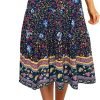 Saonta  Women's Boho Leopard Print Skirt Pleated A-Line Swing Midi Skirts
