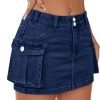 Low Waist Saonta  Skirt Women Button Mini Saonta  Denim Skirt with Pocket Mini Skirt