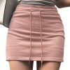Saonta  Women's Drawstring Waist Bodycon Skirt Skinny Mini Length Casual Plain Skirts