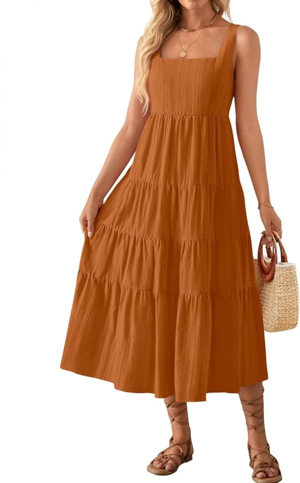 Saonta Women's 2024 Summer Sleeveless Dress Casual Backless Loose Flowy Tiered Sundress Beach Cover up Tank Dresses