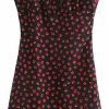 Saonta  Women's Floral Dress Low-Cut Square Neck Spaghetti Strap Tie Bodycorn Dresses