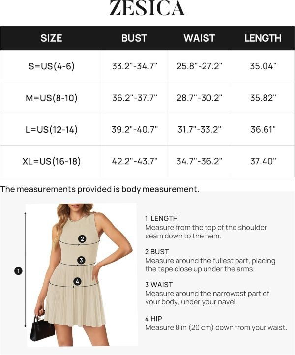 Saonta Women's Summer Sleeveless Mini Dress 2024 Crewneck Knit A Line Pleated Swing Casual Basic Short Dress