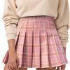 Saonta  Womens Girl High Waisted Pleated Tennis Skirt School A-Line Skater Skirts with Lining Shorts