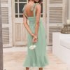 Saonta  Women's Square Neck Ruffle Split Midi Elegant Formal Wedding Guest Cocktail Bridesmaid Graduation Party Dresses 2024