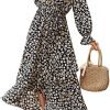 Saonta  Women Long Sleeve Wrap Maxi Dress V Neck Boho Floral High Waist Flowy Ruffle 2024 Spring Summer Dresses with Belt