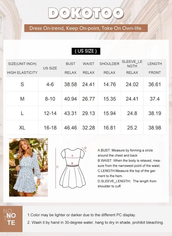 Saonta  Womens Summer Dresses 2024 Boho Floral Drawstring V Neck Smocked Long Sleeve Ruffle Tiered Chiffon Mini Short Dress