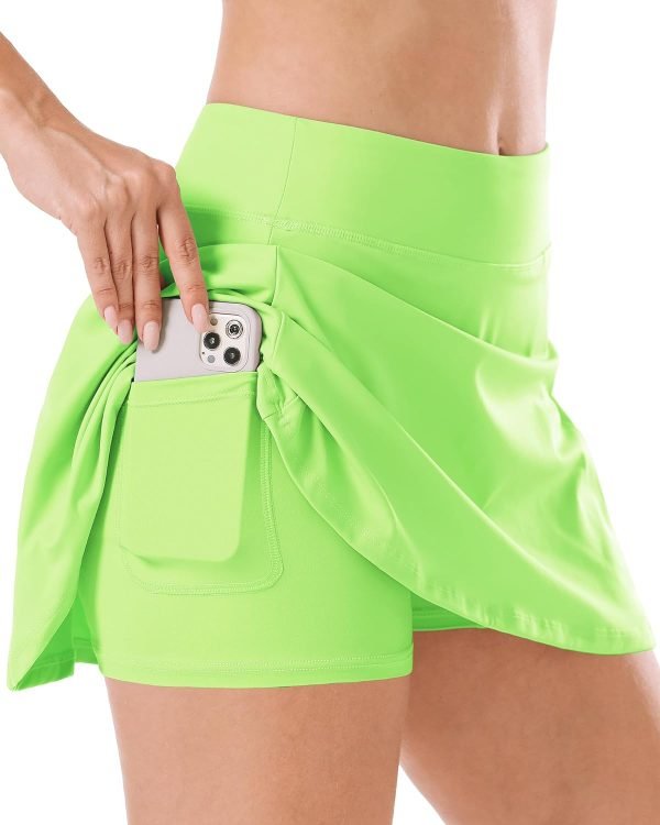 Saonta  Women's Tennis Golf Skirts High Waisted with Pockets Inner Shorts for Athletic Skorts Sports Running Pickleball