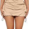 Womens Saonta  Skirt Y2k High Waisted Pencil Mini Skirts for Women Sexy Trendy Short Side Drawstring Ruched Bodycon Cute Skirts
