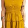Saonta  Womens Summer Dresses 2024 Sleeveless Button Down Smocked Elastic Waist Ruffle Tiered Casual Swing Mini Dress