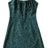 Saonta  Women's Floral Dress Low-Cut Square Neck Spaghetti Strap Tie Bodycorn Dresses