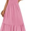 Saonta Women's 2024 Summer Sleeveless Dress Square Neck Pleated Swing Casual Maxi Dresses with Pockets