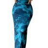 Saonta  Women's Summer Maxi Bodycon Dresses Strapless Tube Top Printed Long Party Club Slit Dress