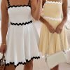 Saonta  Women's Summer Spaghetti Strap Sleeveless Backless Smocked Flowy A-Line Beach Mini Dress