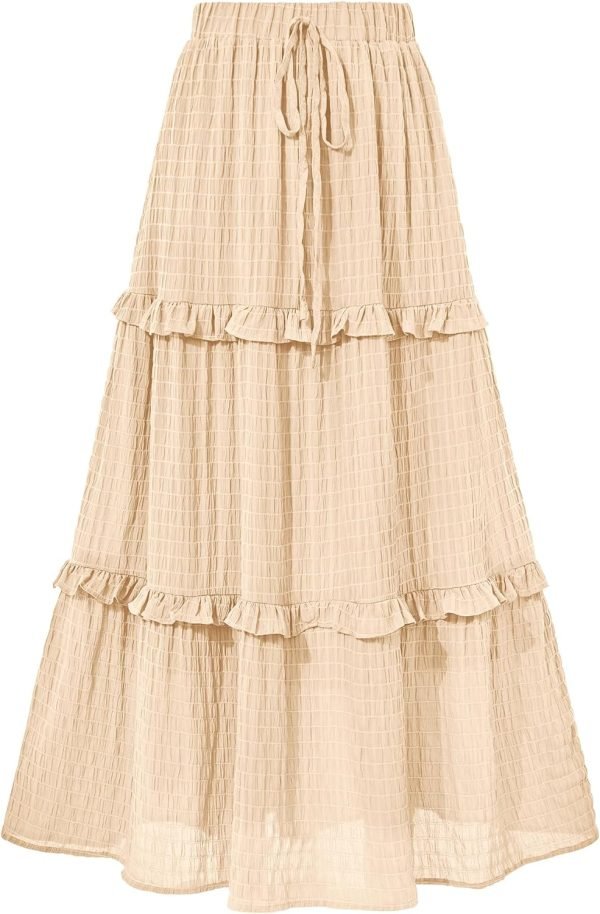 Saonta  Women's Long Summer Skirt 2024 Elegant High Waist Cocktail Party Wedding Guest Dress Flared A-Line Midi Skirts