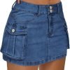 Saonta  Women Saonta  Mini Skirt Denim Jean Dress with Pocket
