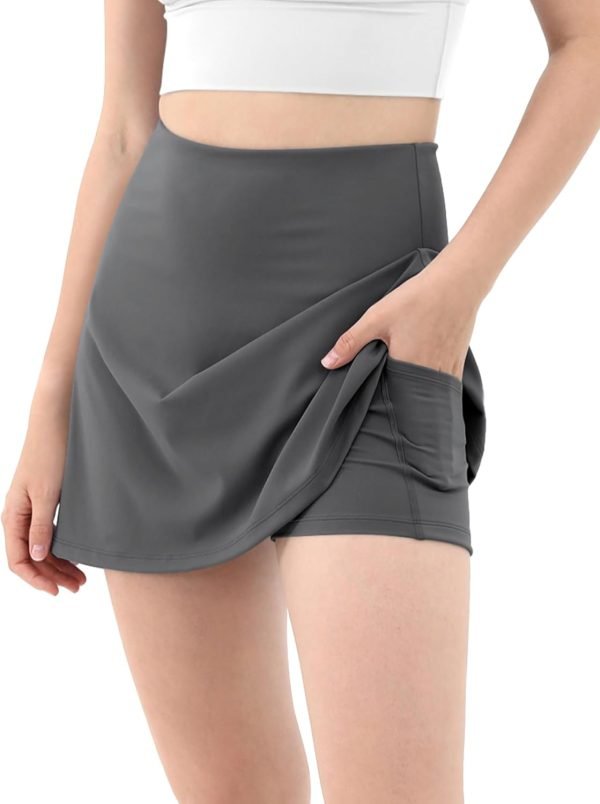 Saonta  Women's Athletic Tennis Skorts with Pockets Built-in Shorts Golf Active Skirts for Sports Running Gym Training