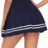 Saonta  Womens Pleated Skirt School Uniform Skirt Mini Skirt Pleated Cheer Skirt