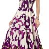 Saonta  Women's 2024 Summer Short Sleeves Boho Floral Print Tiered Casual Flowy Long Maxi Dress