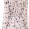Saonta  K Women's Ruffled Floral Smocked Waist Layered Tiered Chiffon Dress