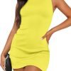Saonta  Women's Summer Sleeveless Boat Neck Mini Dress Slim Fit Party Club Bodycon Dresses