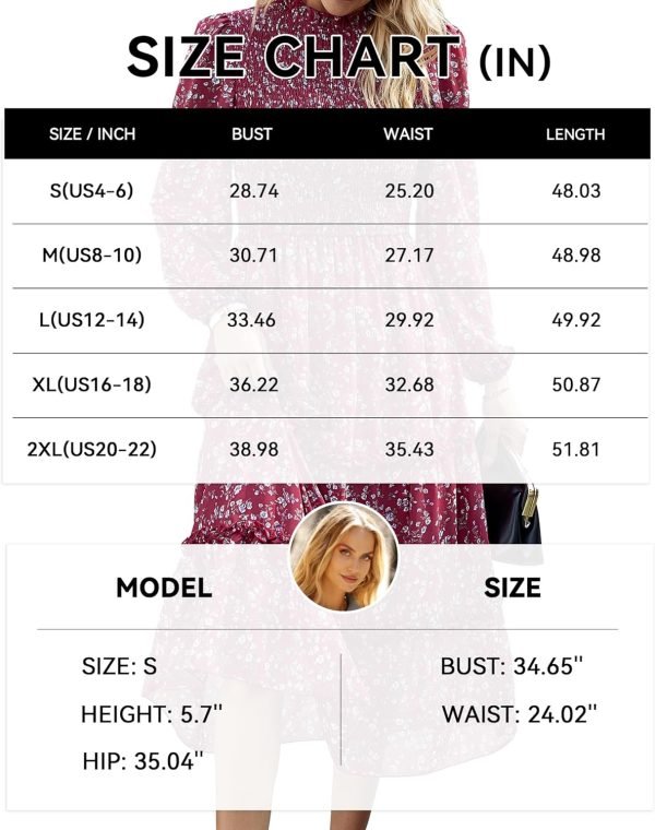 Saonta  Women 2024 Fall Dress Floral Boho Dress Casual Long Sleeve Crew Neck Ruffle A-Line Flowy Wedding Guest Maxi Dresses