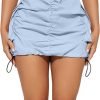 Womens Saonta  Skirt Y2k High Waisted Pencil Mini Skirts for Women Sexy Trendy Short Side Drawstring Ruched Bodycon Cute Skirts