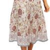 Saonta  Women's Boho Leopard Print Skirt Pleated A-Line Swing Midi Skirts
