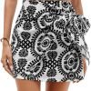 Saonta  Women's Allover Print Wrap Short Skirt High Waisted Knot Side Boho Mini Skirts