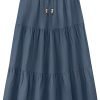 Saonta  Women's 2024 Summer Boho Elastic High Waist Maxi Skirt A-Line Flowy Ruffle Tiered Long Beach Skirts with Pockets