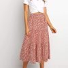 Saonta  Women's Boho Leopard Print Skirt Pleated A-Line Swing Midi Skirts
